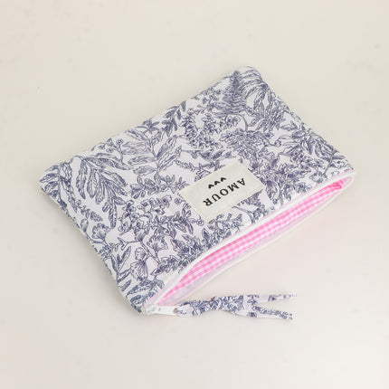 Trousse - AMOUR, 3 coeurs, motifs - 20 x 14 cm