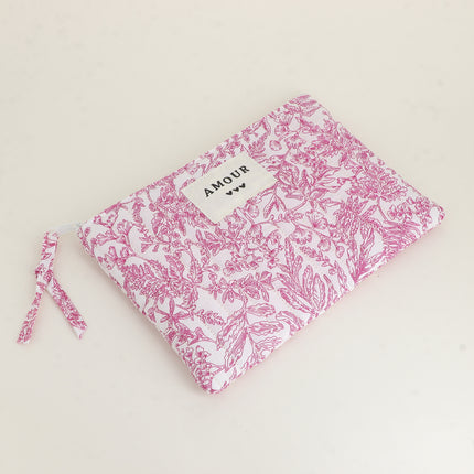 Trousse - AMOUR, 3 coeurs, motifs - 20 x 14 cm