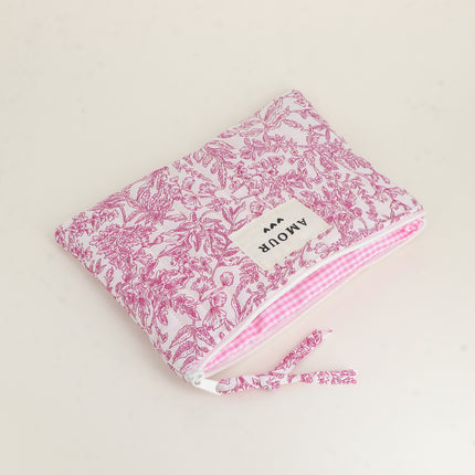 Trousse - AMOUR, 3 coeurs, motifs - 20 x 14 cm