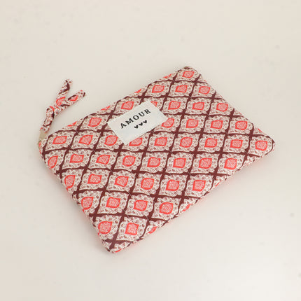 Trousse - AMOUR, 3 coeurs, motifs - 20 x 14 cm