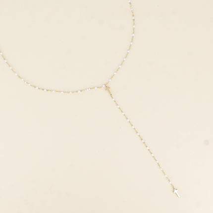 Collier Y - chaîne émaillée et croix religieuse