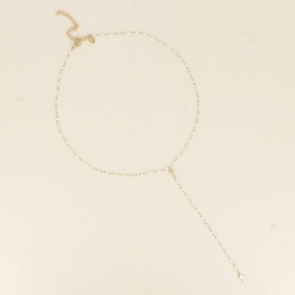 Collier Y - chaîne émaillée et croix religieuse