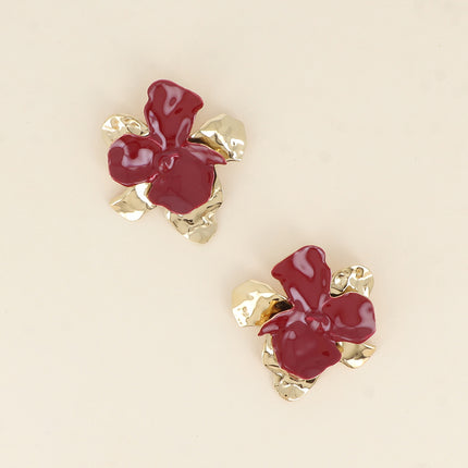 Boucles puces - fleur et émail