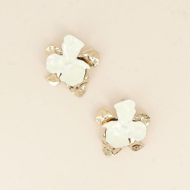 Boucles puces - fleur et émail