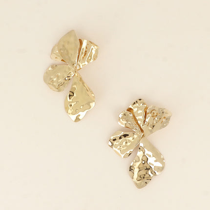 Lyoré Stud Earrings - textured and hammered foliage