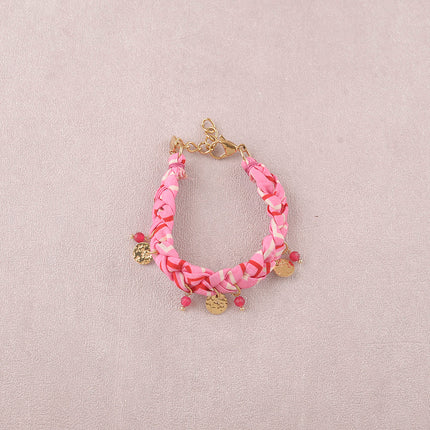 Bracelet - textured round tassels and natural stones