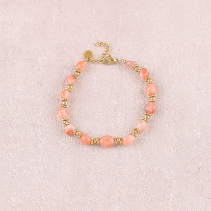 Bracelet sur câble Isaline - perles en acier et pierres naturelles