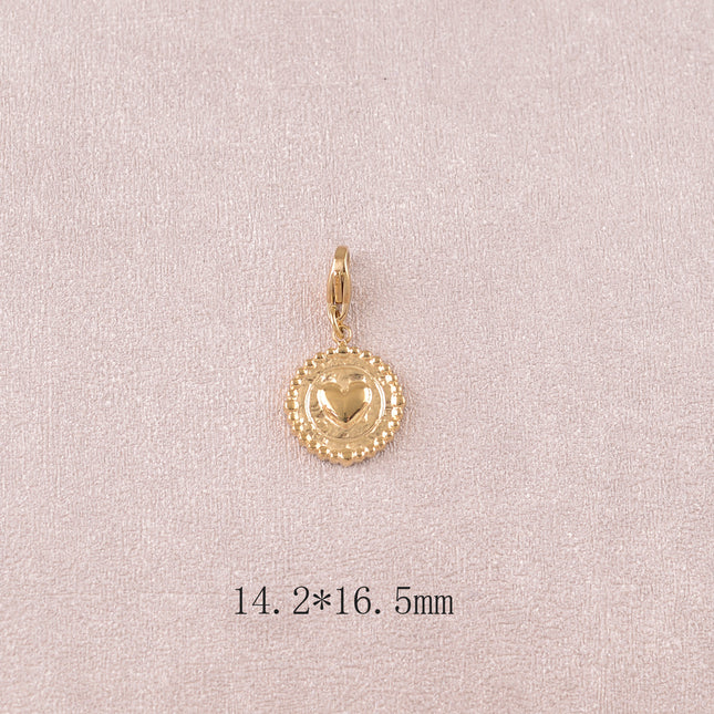 Charm - pendentif rond avec coeur
