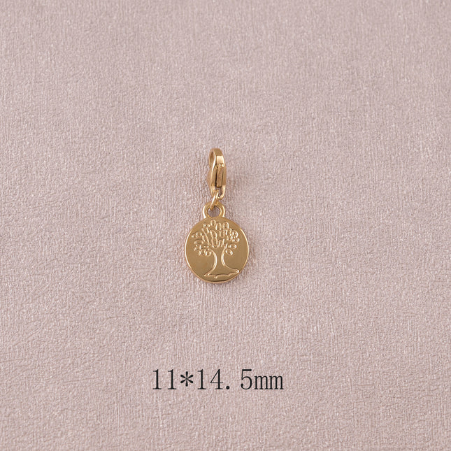 Charm - pendentif rond avec arbre de vie