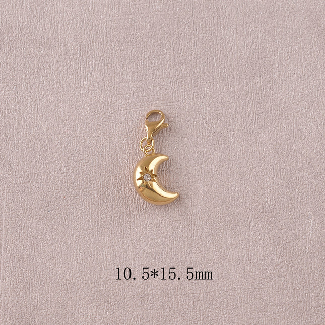 Charm - pendentif lune et étoile ajourée
