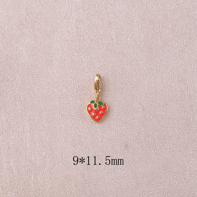 Charm - pendentif fraise en émail