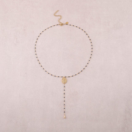 Collier Y - chaîne émaillée et pendentif la Madone