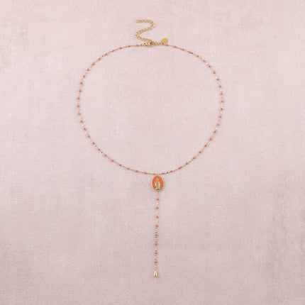 Collier Y - chaîne émaillée et pendentif la Madone