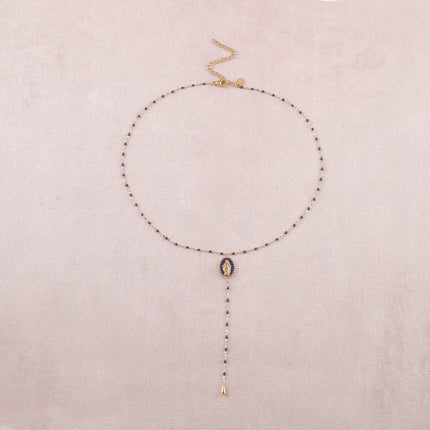 Collier Y - chaîne émaillée et pendentif la Madone