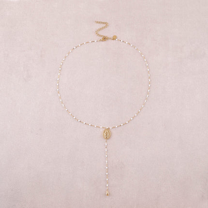 Collier Y - chaîne émaillée et pendentif la Madone