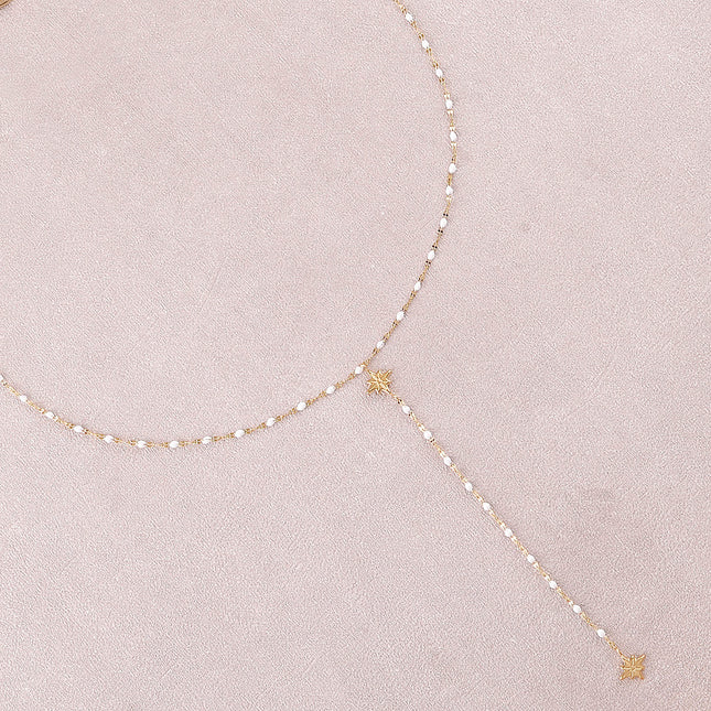 Collier Y - chaîne émaillée et deux étoiles du Nord