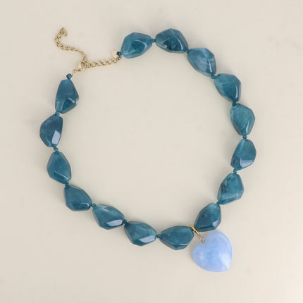 Necklace - resin beads and heart