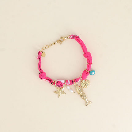 Bracelet - starfish, freshwater pearls, fish, seashell, enamel eye
