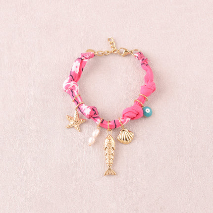Bracelet - starfish, freshwater pearls, fish, seashell, enamel eye