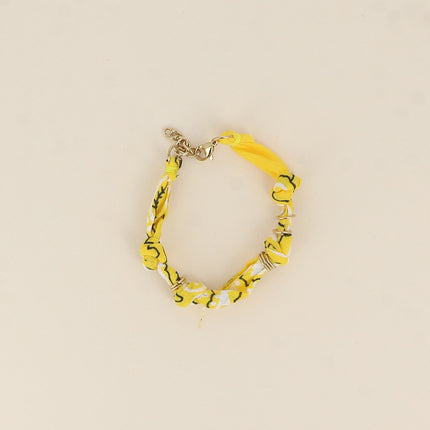 Bracelet - ruban bandana et anneaux en acier inoxydable