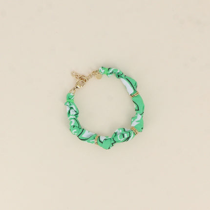Bracelet - ruban bandana et anneaux en acier inoxydable