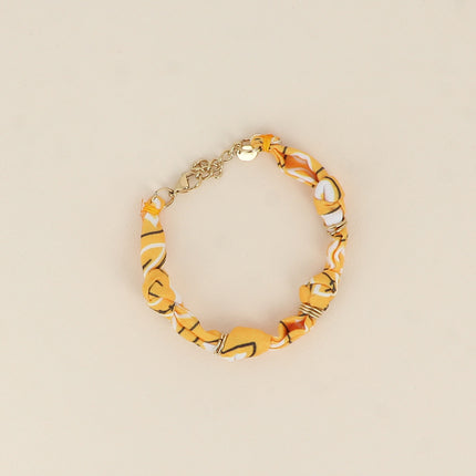 Bracelet - ruban bandana et anneaux en acier inoxydable