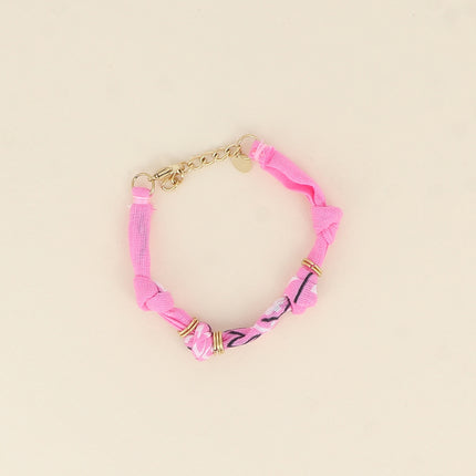 Bracelet - ruban bandana et anneaux en acier inoxydable