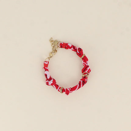 Bracelet - ruban bandana et anneaux en acier inoxydable