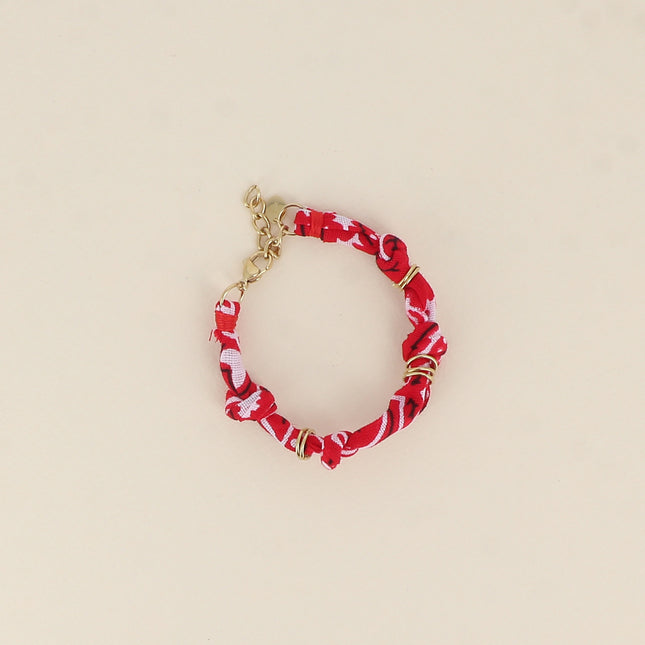 Bracelet - ruban bandana et anneaux en acier inoxydable