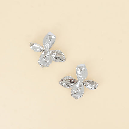 Stud earrings - large hammered flower