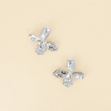 Stud earrings - large hammered flower