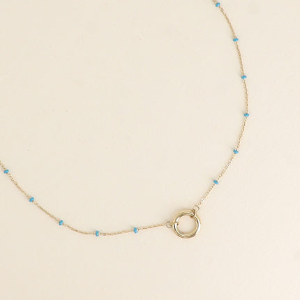 Necklace - chain with enamelled beads and round ring