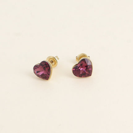 Boucles puces - coeur en cristal taillé 10mm Swarovski®