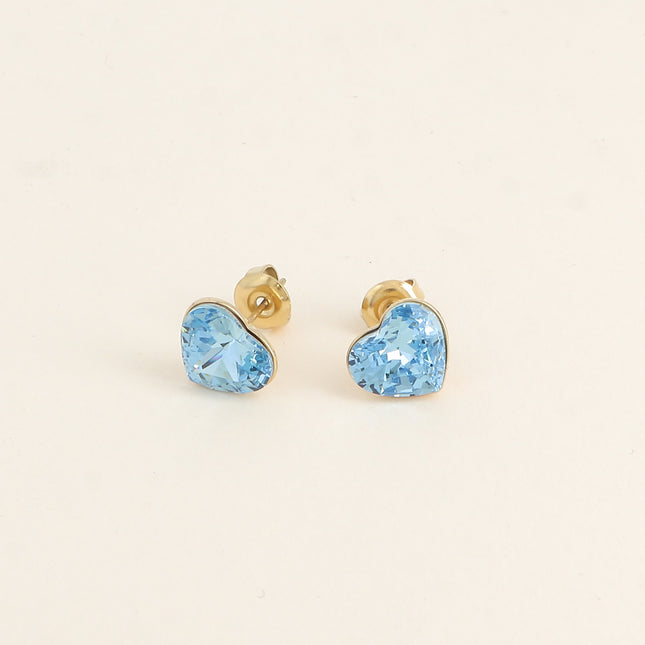 Boucles puces - coeur en cristal taillé 10mm Swarovski®