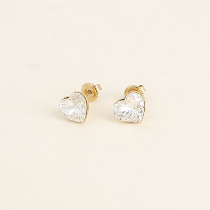 Boucles puces - coeur en cristal taillé 10mm Swarovski®