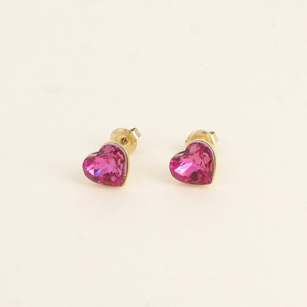Boucles puces - coeur en cristal taillé 10mm Swarovski®