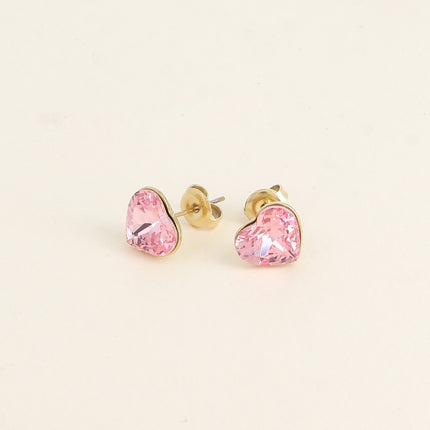 Boucles puces - coeur en cristal taillé 10mm Swarovski®