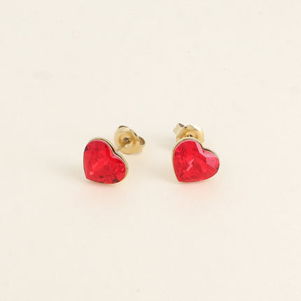 Boucles puces - coeur en cristal taillé 10mm Swarovski®