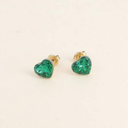Boucles puces - coeur en cristal taillé 10mm Swarovski®