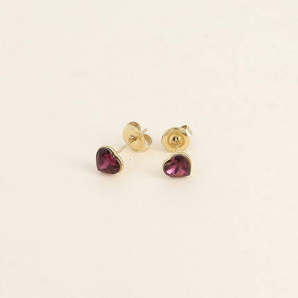 Boucles puces - coeur en cristal Swarovski® 6mm