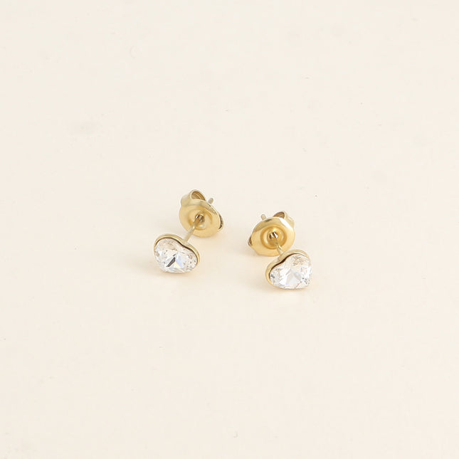 Boucles puces - coeur en cristal Swarovski® 6mm