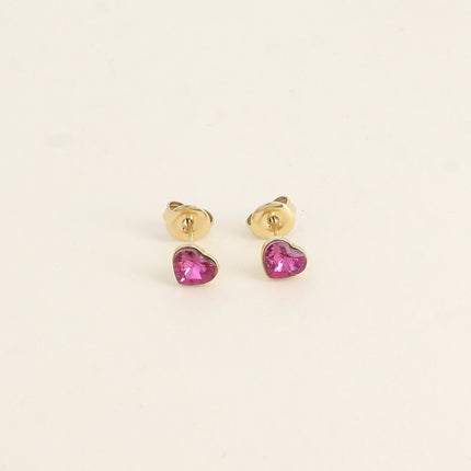 Boucles puces - coeur en cristal Swarovski® 6mm