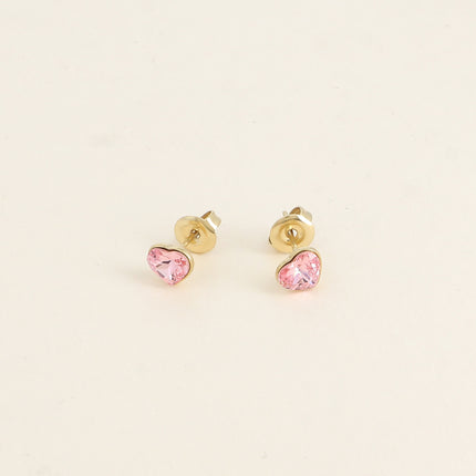 Boucles puces - coeur en cristal Swarovski® 6mm