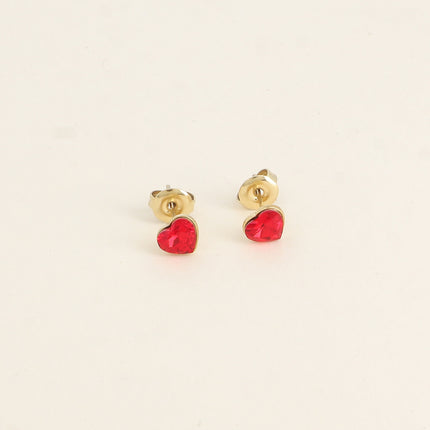 Boucles puces - coeur en cristal Swarovski® 6mm