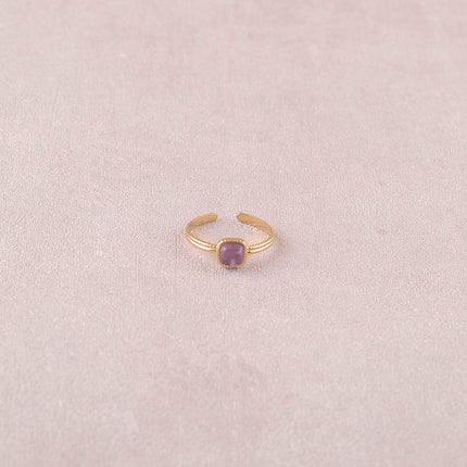 Bague fine Kalys - pierre naturelle carrée