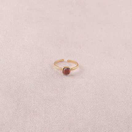 Bague fine Kalys - pierre naturelle carrée