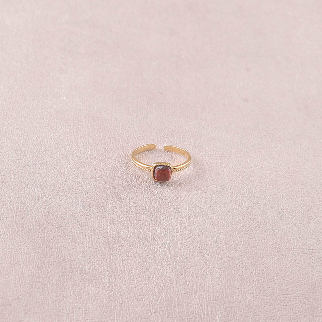 Bague fine Kalys - pierre naturelle carrée