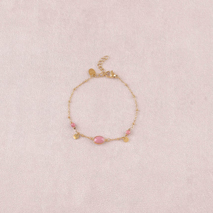 Bracelet Azalée - chaîne avec boules, pampilles rondes, pierres naturelles rondes et ovale
