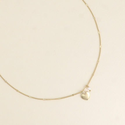 Collier - pendentif coeur et perle d'eau douce