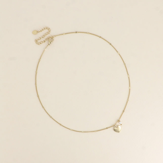 Necklace - heart pendant and freshwater pearl